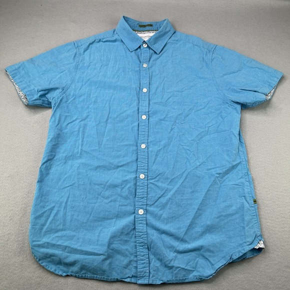 Denim & Flower Ricky Singh Other - Denim & Flower Ricky Singh Blue Short Sleeve Button-Down Mens Medium Slim Fit